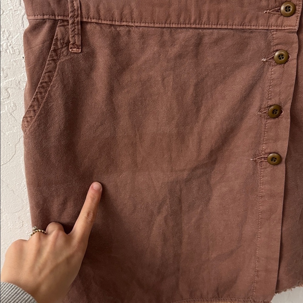 NSF Brown Fray Wrap Button Everly Skirt Size 27 - Picture 4 of 6